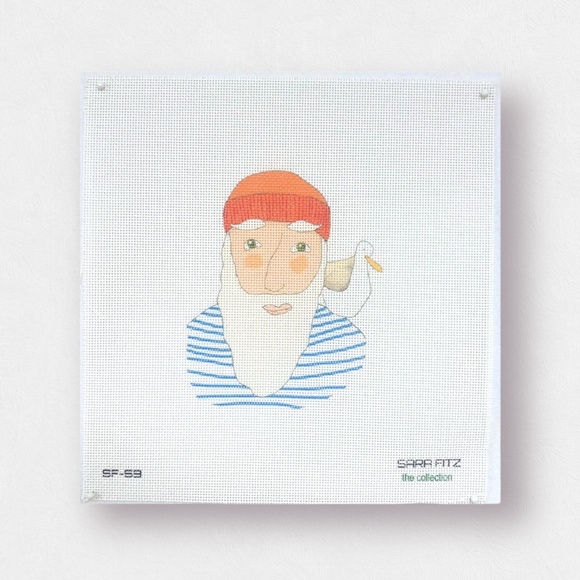 Skipper Stripes Needlepoint Canvas - Stitchpainted 18 mesh - Picture 1 of 1